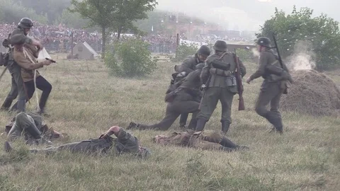 Belarus, Brest - June 22, 2017: simulation of the battle of Brest fortress Video stock 77238486