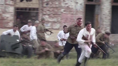 Belarus, Brest - June 22, 2017: simulation of the battle of Brest fortress Stock-Footage 77239060