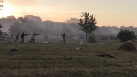 Belarus, Brest - June 22, 2017: simulation of the battle of Brest fortress Stock Footage 77239271