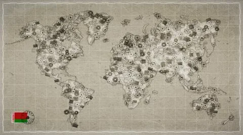 Belarus Brest Stamp World Map Stock Illustration