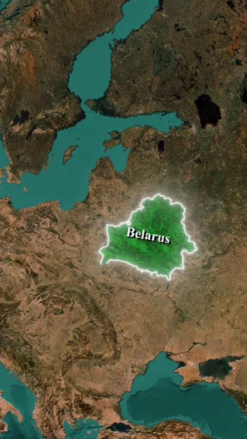 Belarus Country Highlighted on World Map, Vertical 3D Satellite Zoom In Ani.. Stock Footage 344096430