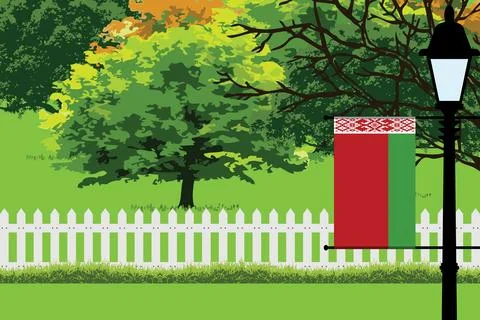 Belarus Day Trees Lamp Vector Illustration Stock Illustration