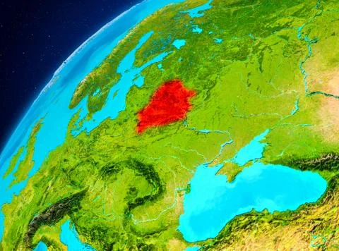 Belarus on Earth from space Stock Illustration
