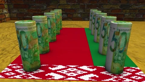 Belarus Flag - 50 Ruble Currency Concept - 3 Video stock 269760454