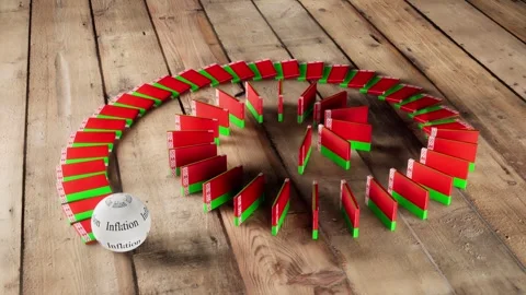 Belarus Flag - Affected by Inflation Video stock 321550831