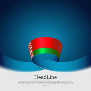 Belarus flag background. Belarus flag of wavy ribbon colors on blue white Stock Illustration