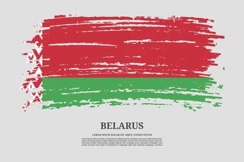 Belarus flag with brush stroke effect and information text poster, vector Stock Illustration