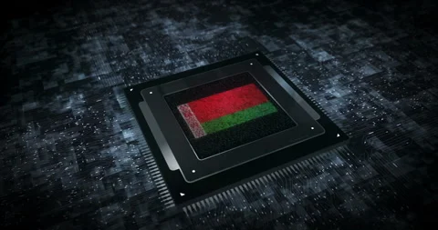 Belarus flag on computer cpu Stock Footage 331851607