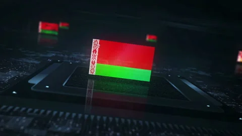 Belarus flag on computer cpu Stock Footage 331990923