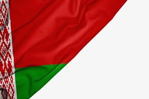 Belarus flag of fabric with copyspace for your text on white background. Stock Illustration
