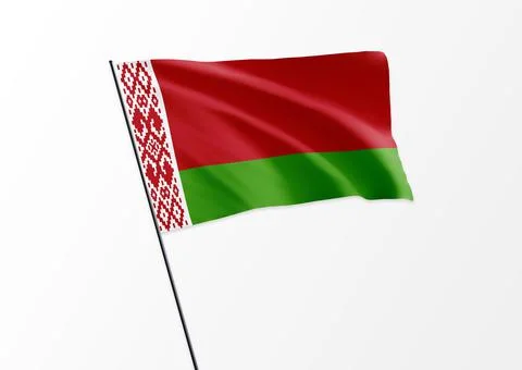 Belarus flag flying high in the isolated background Belarus independence day Stock Illustration