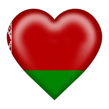 Belarus flag heart button isolated on white with clipping path 3d illustration Stock Illustration