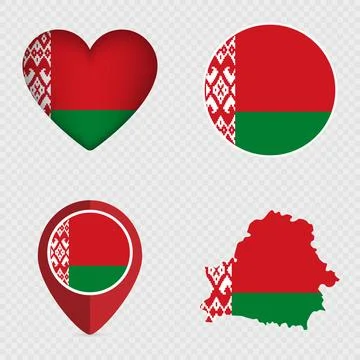 Belarus Flag Icons Pack. Vector illustration. Stock Illustration