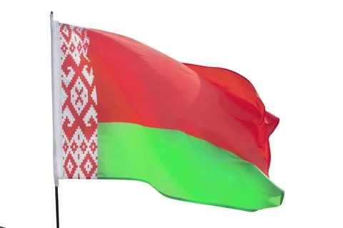 Belarus flag isolated on white background waving in the wind. symbols of Belarus Stock Photos
