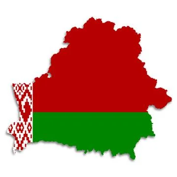 Belarus flag map on white background 3d illustration with clipping path Stock Illustration