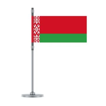 Belarus flag on the metallic pole, vector illustration Stock Illustration