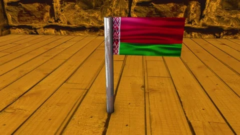 Belarus Flag Post - Orbiting Shot Stock Footage 270539721