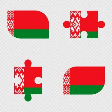 Belarus Flag Rounded Shapes and Puzzle Set. Stock Illustration
