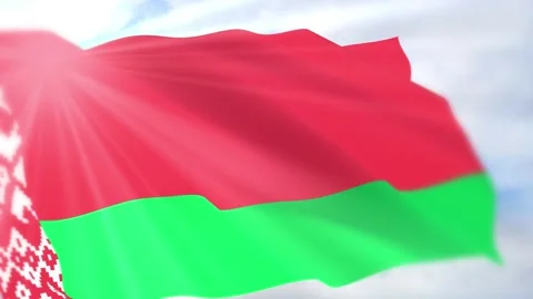 Belarus Flag Seamless Loop 4k 60fps on Sky Background Stock Footage 340623185