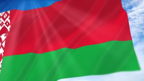 Belarus Flag Seamless Loop 4k 60fps on Sky Background Stock Footage 341681245
