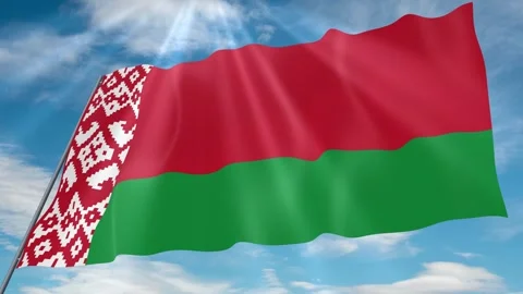 Belarus Flag Seamless Loop 4k 60fps on Sky Background Stock Footage 341754782