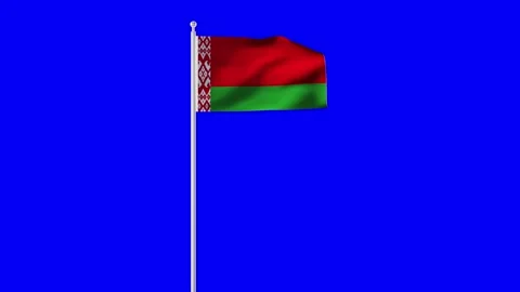 Belarus flag seamless waving animation.  Chroma key. Video stock 296810844
