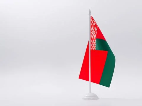 Belarus flag on small white stand with red and green colors Stock Photos