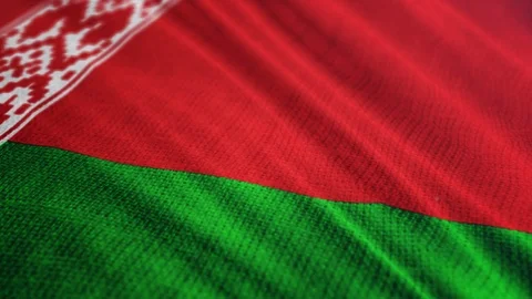 Belarus flag is waving 3D animation. Symbol of Belarus national on fabric cloth Stock Footage 100580694