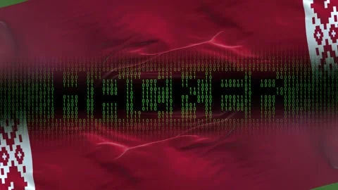 Belarus flag - Waving flag on matrix binary code background Stock Footage 321419594