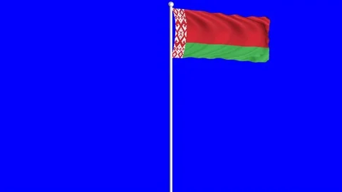 Belarus Flag Waving Fluttering on Wind Loopable Green Blue Screen Matte Stock Footage 77582980