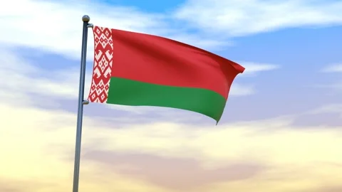 Belarus Flag waving in the high wind Stock Footage 153869566