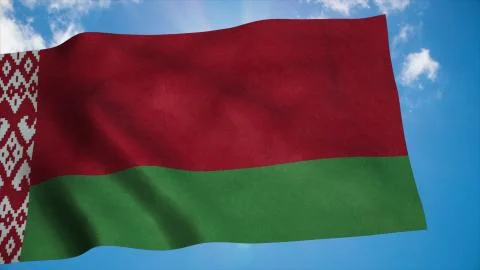 Belarus flag waving in the wind, blue sky background. 3d rendering Stock Illustration