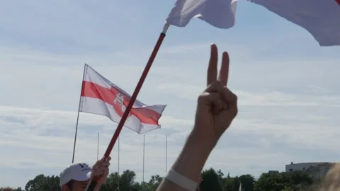Belarus flag, white red white 4 Video stock 137666766
