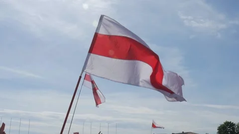 Belarus flag, white red white 2 Video stock 137666809