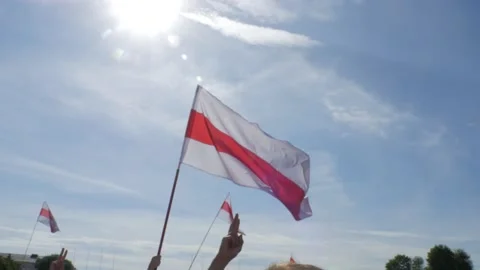 Belarus flag, white red white 3 Stock Footage 137666846