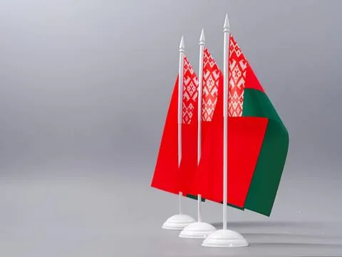 Belarus flags on small poles with red and green colors Stock Photos