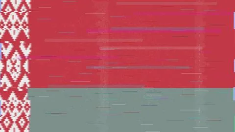 Belarus Glitch Flag Vector - RGB Split Digital Video Frame Design Stock Illustration