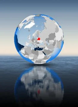 Belarus on globe in water Stock Illustration