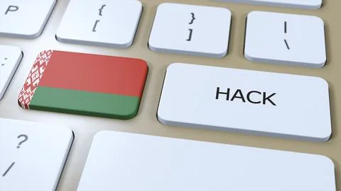 Belarus Hack of Country or Hacker Attack 3D Illustration. Country National Flag Illustrazione stock