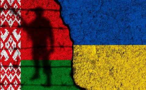 Belarus help in attack and war in Ukraine. Conflict concept background photo Stock-Illustration