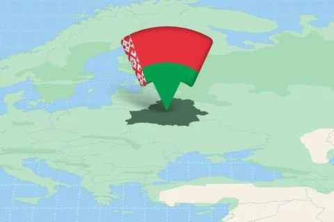 Belarus Highlighted on Europe Map with Flag Icon. Stockillustratie