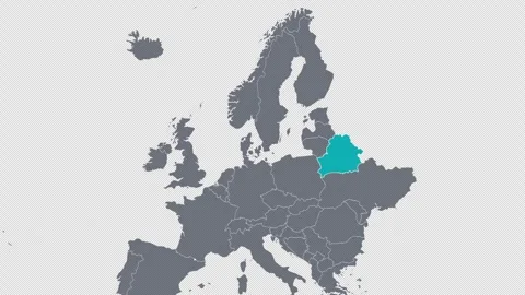 Belarus Highlighted on Europe Map Zoom In Country Focus, Alpha Channel 4K 스톡 동영상 341388144