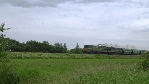 Belarus June 2020. freight train passes by Stock Footage 135411966
