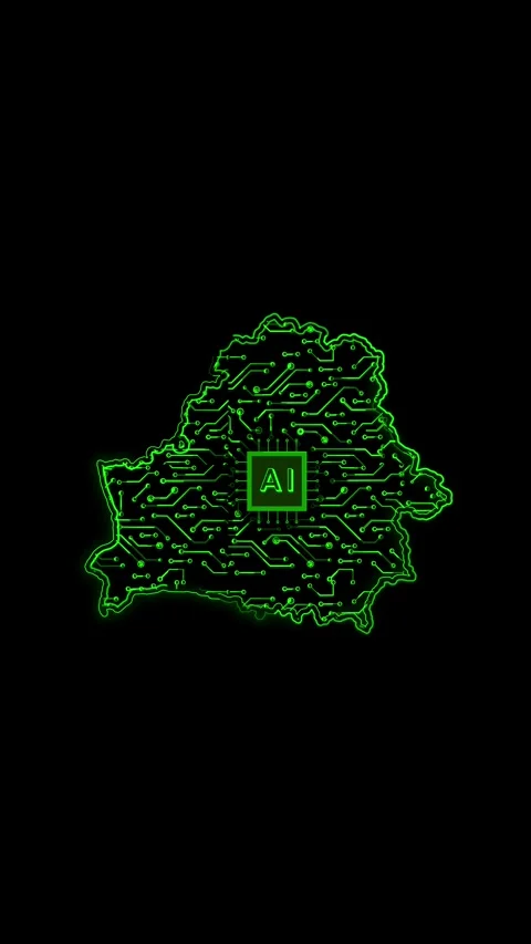 Belarus Map AI Chipset Technology Opener Vídeo Stock 337171138