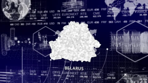 Belarus Map Animation Loop | Growth, GDP, Oil Economy &amp; Development Insights Stock Footage 331576636