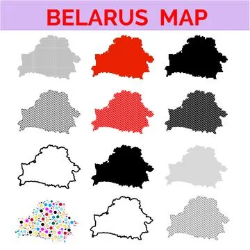Belarus map collection with various styles shown differently including soli.. Stock Illustration