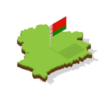 Belarus map with flag isometric Stock Illustration