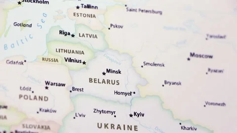 Belarus on a Map Stock Footage 99271643