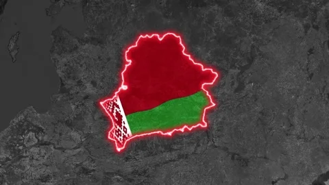 Belarus Map Highlight with Glowing Red Border Stock Footage 341114221