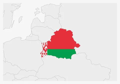 Belarus map highlighted in Belarus flag colors イラスト素材